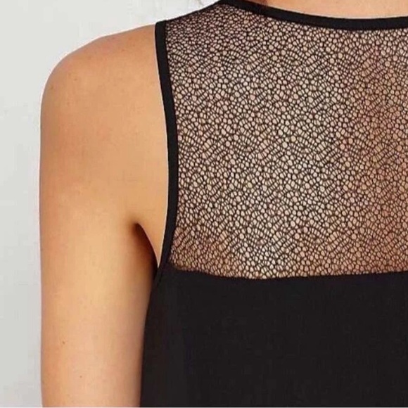 Eileen Fisher Silk Georgette Sleeveless Crepe Dress with Mesh Neckline Sz Lrg - Picture 6 of 6